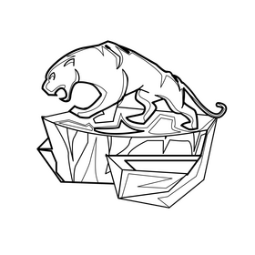 Fortnite Panther's Prowl Statue black and white clipart