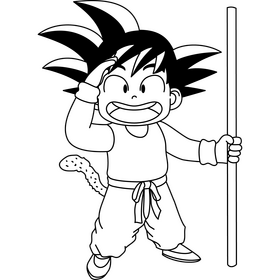 Dragon Ball Z Goku cartoon drawing black and white clipart