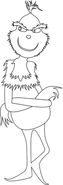 Cartoon Grinch black and white clipart