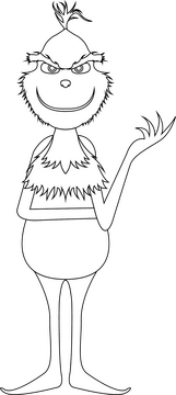 Grinch Dr Seuss drawing black and white clipart
