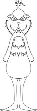 Grinch character drawing black and white clipart