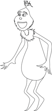 Cute Grinch drawing black and white clipart