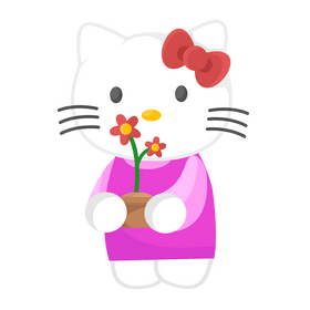 Hello Kitty with flowers clipart