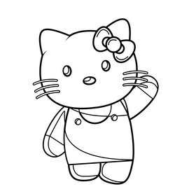 Hello Kitty drawing black and white clipart