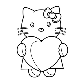 Hello Kitty love drawing black and white clipart