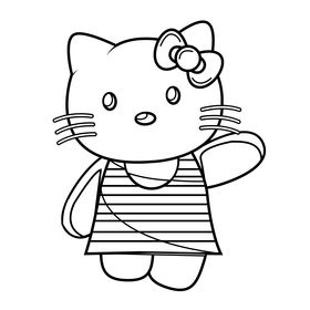 Hello Kitty summer drawing black and white clipart