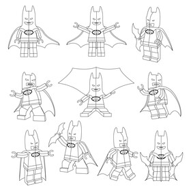 Lego Batman set black and white vector