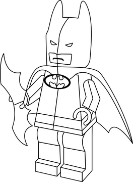 Lego Batman with boomerang black and white clipart