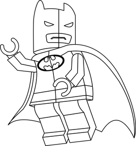 Lego Batman cartoon drawing black and white clipart