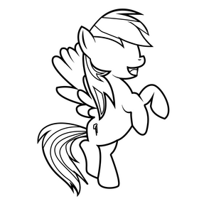 My Little Pony Rainbow Dash cartoon drawing black and white clipart