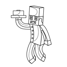 Minecraft chef drawing black and white clipart