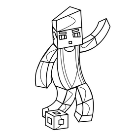 Minecraft football player drawing black and white clipart