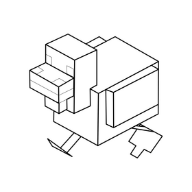 Minecraft chicken drawing black and white clipart