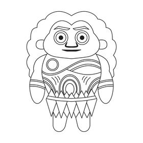 Moana Maui cartoon drawing black and white clipart