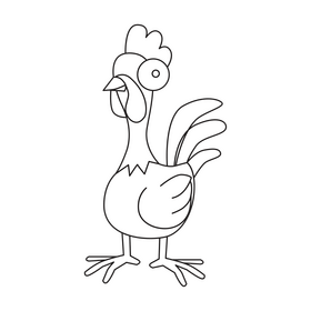 Moana Hei Hei the Rooster drawing black and white clipart