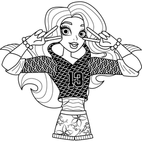 Monster High Lagoona Blue drawing black and white clipart