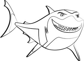 Bruce shark Disney Finding Nemo cartoon character drawing black and white clipart