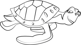 Squirt sea turtle from Finding Nemo cartoon black and white clipart ...