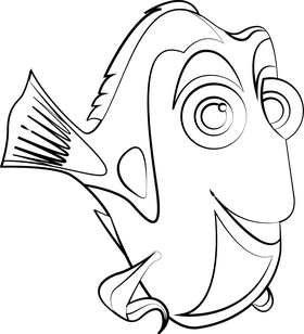 Dory fish from Finding Nemo cartoon black and white clipart