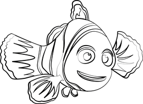 Finding Nemo, Marlin cartoon drawing black and white clipart