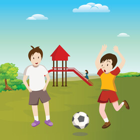 Kids playing football vector