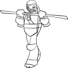 Ninja Turtle TMNT cartoon character drawing black and white clipart