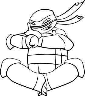 TMNT cartoon drawing black and white clipart