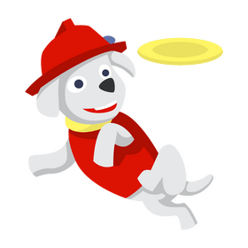 Marshall PAW Patrol cartoon character playing frisbee clipart