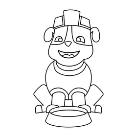 Paw Patrol Rubble pup drawing black and white clipart