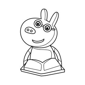 Peppa Pig Pedro Pony reading book black and white clipart