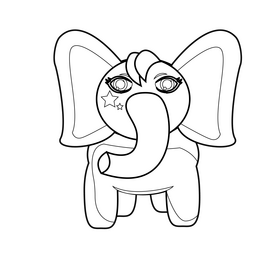 Littlest Pet Shop cute elephant drawing black and white clipart