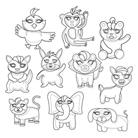 Littlest Pet Shop images set black and white vector
