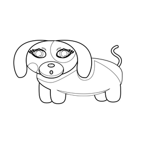 Littlest Pet Shop Dog cartoon drawing black and white clipart