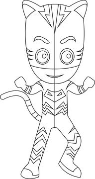PJ Masks Catboy drawing black and white clipart