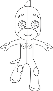 Gekko PJ Masks superhero cartoon black and white clipart