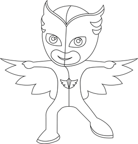 PJ Masks Owlette superhero black and white clipart