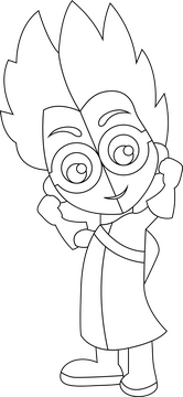 PJ Masks Romeo character drawing black and white clipart