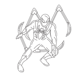 Spiderman Cartoon Iron Spider drawing black and white clipart