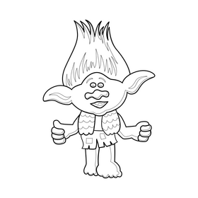 Branch Trolls cartoon drawing black and white clipart