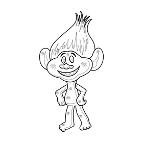 Trolls character Guy Diamond drawing black and white clipart