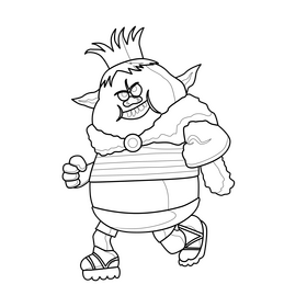 Trolls cartoon character Prince Gristle drawing black and white clipart
