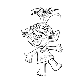 Trolls Poppy drawing black and white clipart