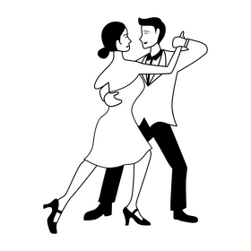 Tango dance black and white clipart