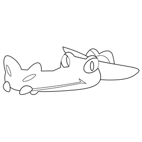 Cartoon alligator with hat black and white clipart