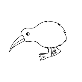 Kiwi bird cartoon black and white clipart
