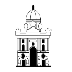 The Hofburg palace black and white clipart