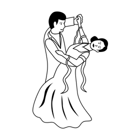Waltz dance black and white clipart