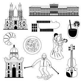 Austria traditional symbols black and white vector