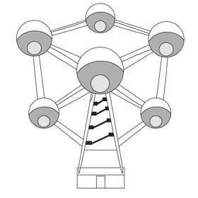 Atomium black and white clipart