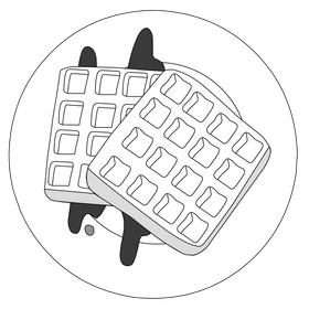 Breakfast waffles black and white clipart